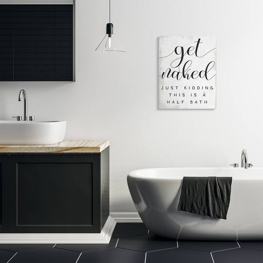 Stupell Industries Get Naked Half Bath Phrase Toilet Room Humor Canvas Wall Art